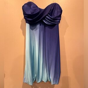 Ombré blue strapless cocktail dress in size 10